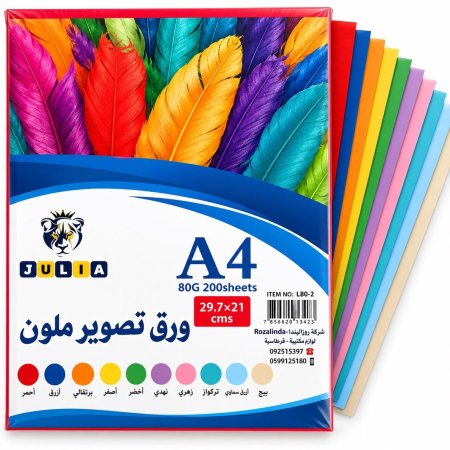 ماعون ورق A4 ملون 80 جرام